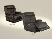 Catnapper Furniture Naples Power Headrest Power Lay Flat Recliner with Extended Ottoman in Steel - Sims Furniture