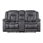 Morello Console Loveseat W/ Dual Recliners-Gray